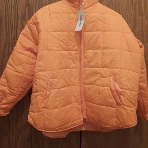 NEW ! Gacaky Women Lightweight Zip Puffer Jacket Coat with Pockets Orange Size M
